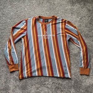 HUF Red and Orange Long Sleeve Tee with Stripes